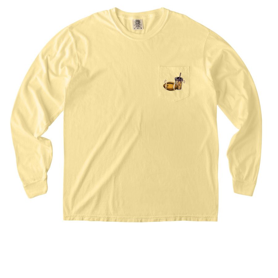 Football Moms Club Coffee, a Butter Comfort Colors Long Sleeve Pocket Tee