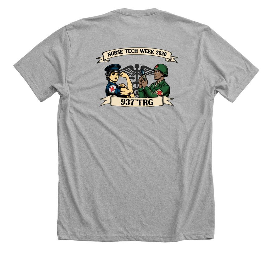 937 TRG Nurse Tech Week, a Athletic Heather Premium Unisex Tee (back-view)
