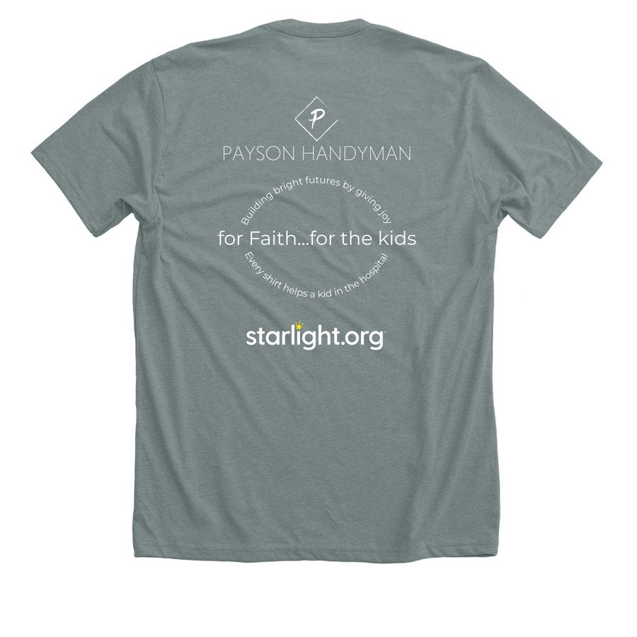 for Faith...for the kids, a Heather Blue Storm Premium Unisex Tee (back-view)