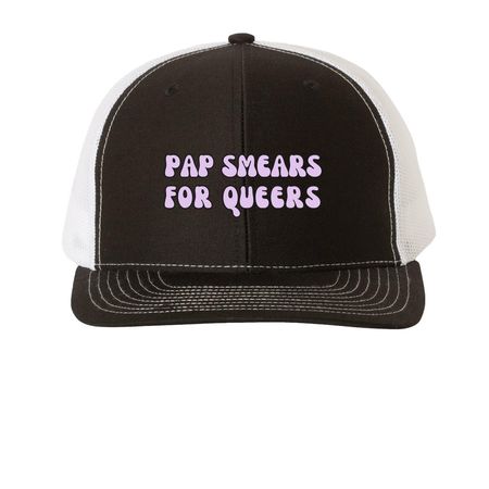Pap Smears for Queers Trucker, a Black/ White Printed Snapback Trucker Cap