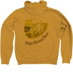 Hope Grows Here ?, a Heather Mustard Zip Up Hoodie (back-view)