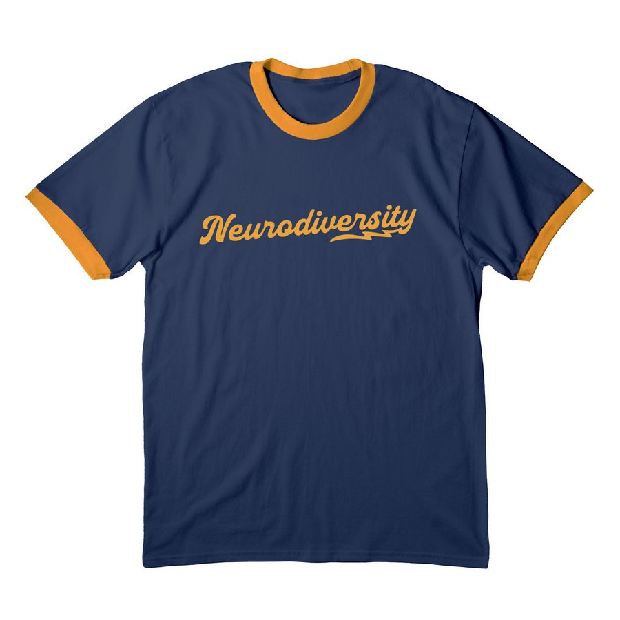 Neurodiversity, a Navy/ Gold Cotton Ringer Tee