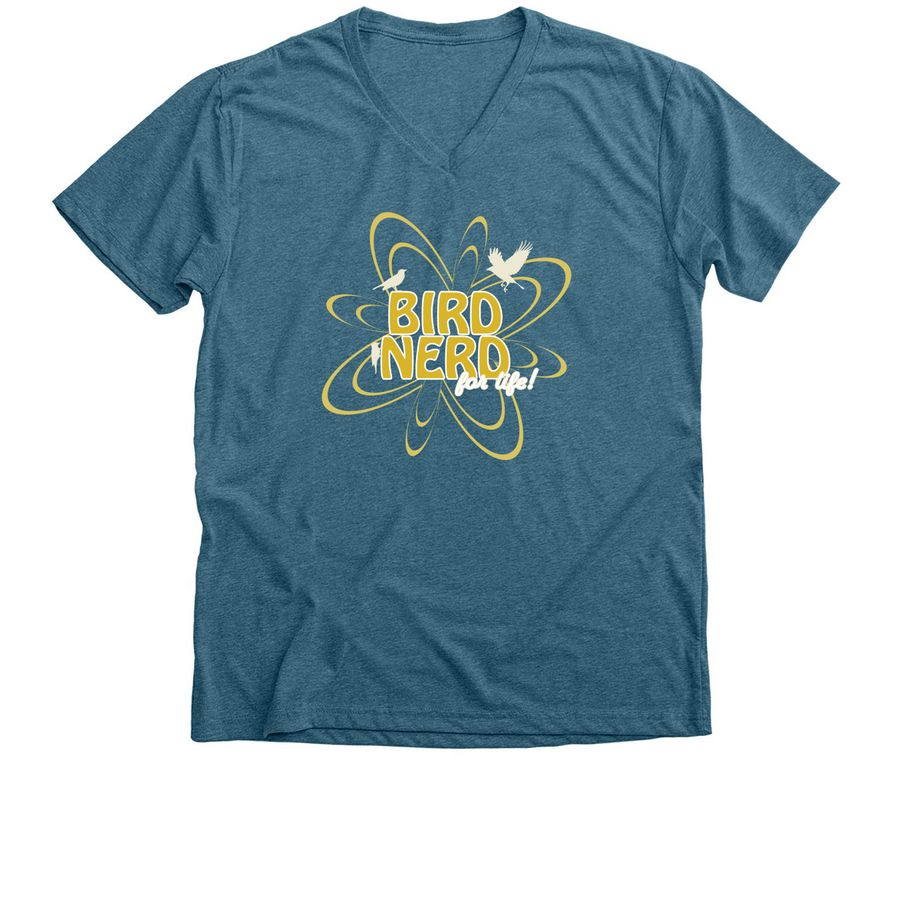 Bird Nerd for Life, a Heather Deep Teal Premium V-Neck Tee