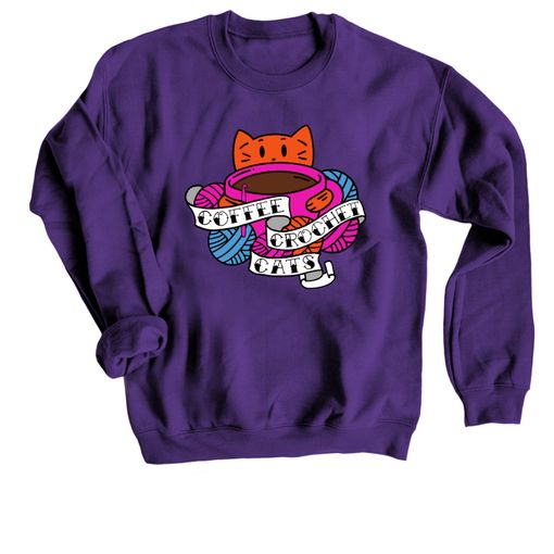 Coffee, Crochet & Cats...Â  Purple Sweatshirt