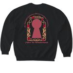 IHS Presents: Alice in Wonderland, a Black Softstyle Crewneck Sweatshirt (back-view)