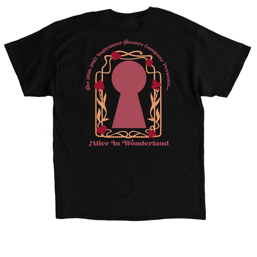 IHS Presents: Alice in Wonderland, a Black Classic Unisex Tee (back-view)
