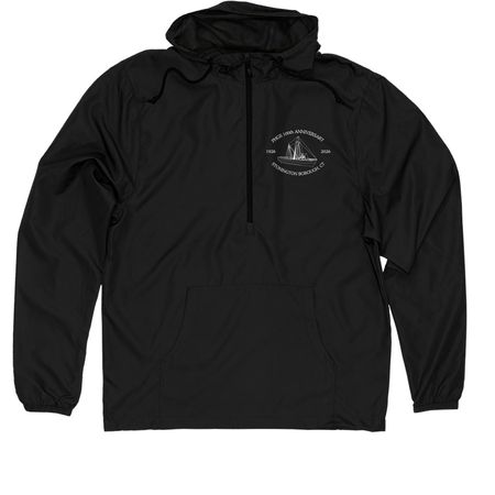 100th Anniversary Adult Windbreaker, a Black Quarter-Zip Windbreaker