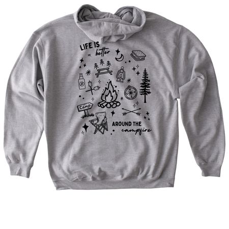 Life Is Better Around The Campfire, a Sport Grey Gildan Softstyle Pullover Hoodie