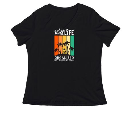 Day Drinking T, a Black Women's Relaxed V-Neck Tee