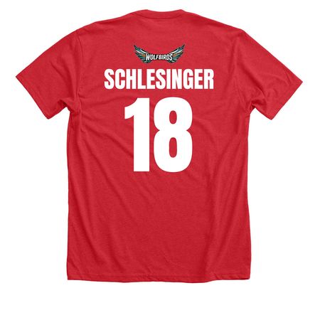Schlesinger #18 - Tee, a Heather Red Premium Unisex Tee (back-view)