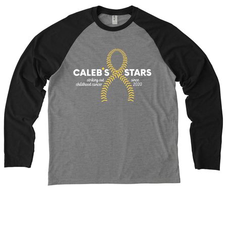 Caleb's Stars 2026 T-Shirts, a Deep Black/ Aluminum Grey Allmade Eco Triblend Colorblock Raglan Long Sleeve Tee