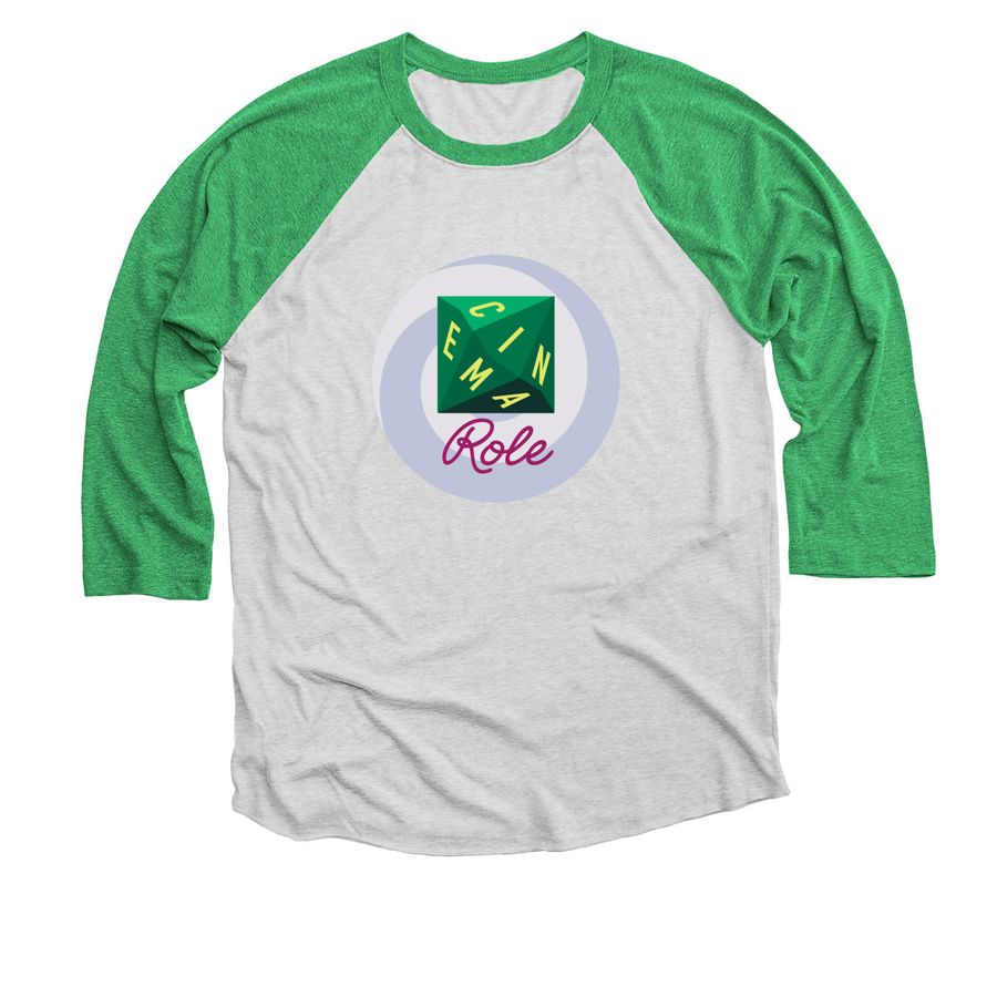 Cinema Role Logo Gear, a Envy and Heather White 3/4 Sleeve Baseball Tee