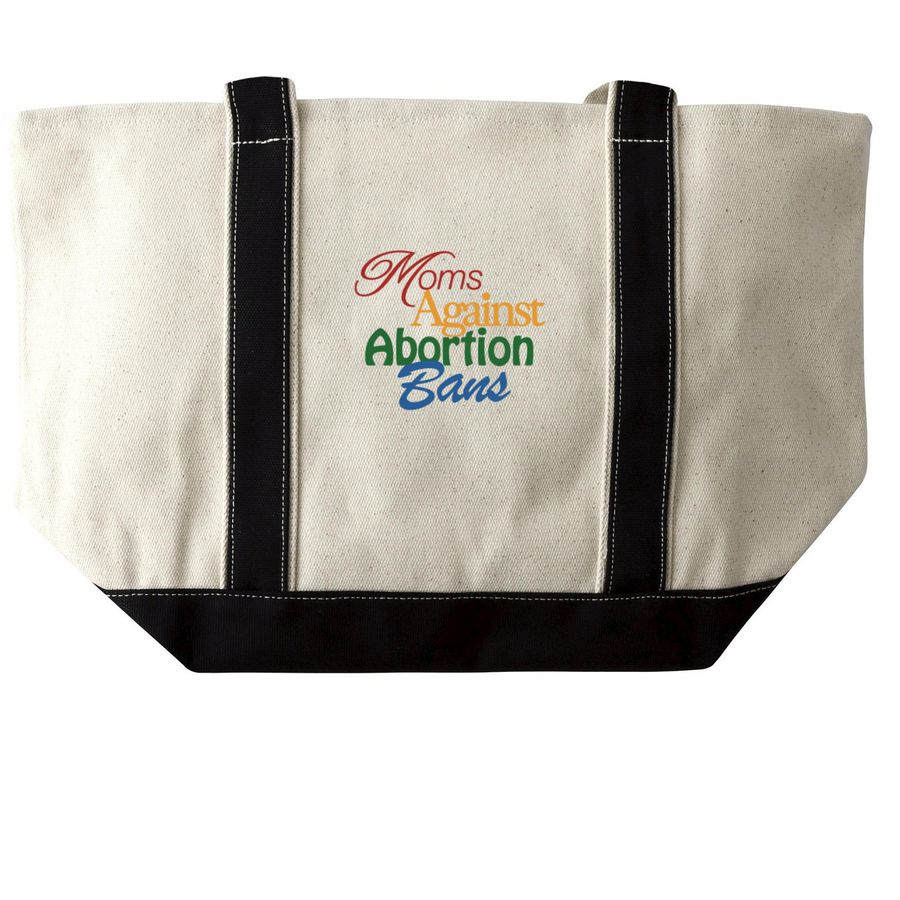 Moms Against Abortion Bans Tote, a Natural/Black Large Two-Tone Canvas Tote Bag