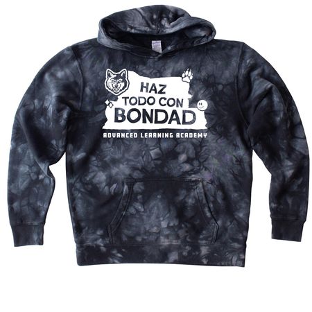 Bondad (En espa?ol), a Black Youth Tie Dye Pullover Hoodie