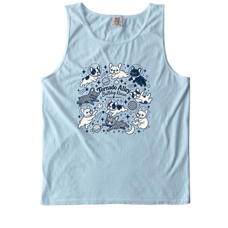 French Bulldogs in Space, a Chambray Comfort Colors Tank Top
