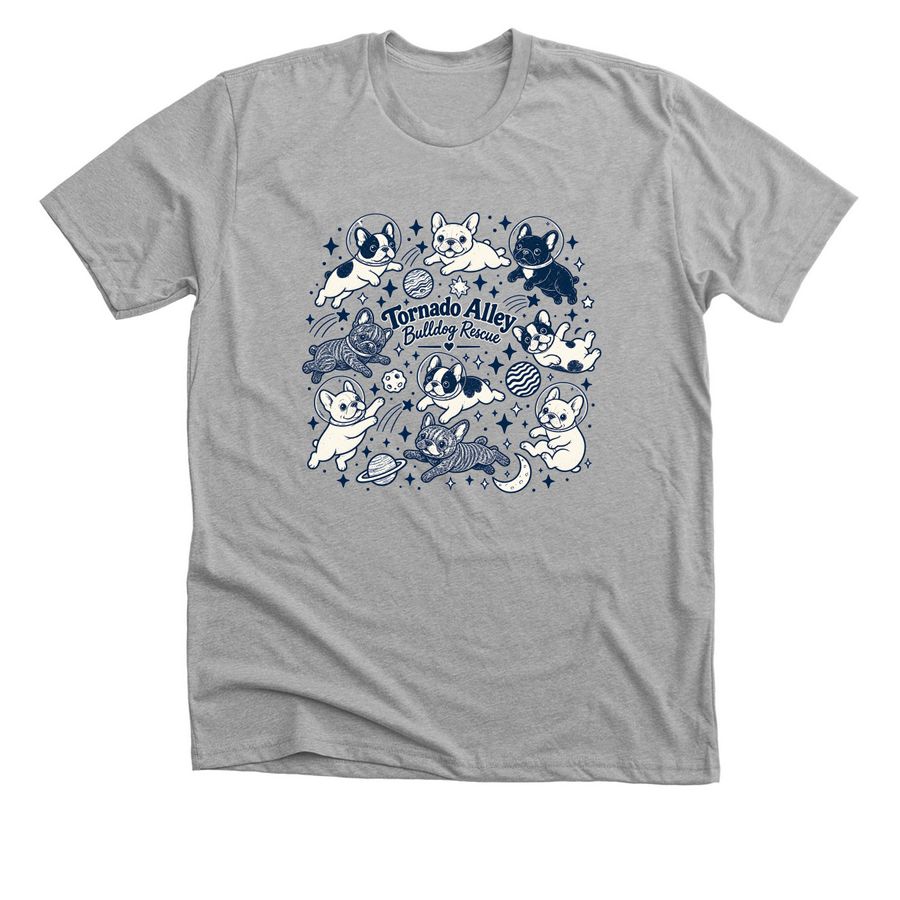 French Bulldogs in Space, a Athletic Heather Premium Unisex Tee