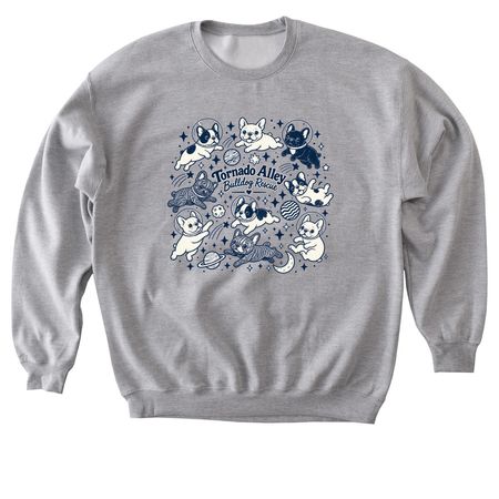 French Bulldogs in Space, a Sport Grey Softstyle Crewneck Sweatshirt