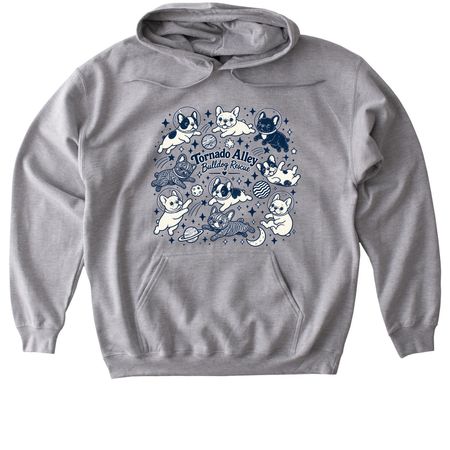 French Bulldogs in Space, a Sport Grey Gildan Softstyle Pullover Hoodie