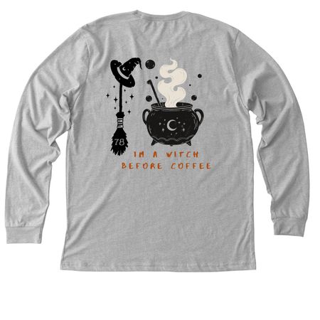 Halloween Witch before Coffee, a Athletic Heather Premium Long Sleeve Tee