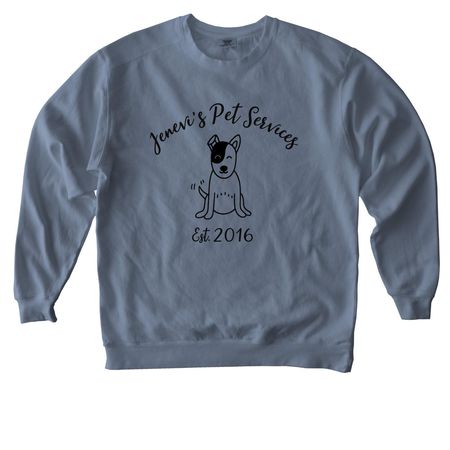 Jenevi's Pet Services Merch 2, a Blue Jean Comfort Colors Crewneck Sweatshirt