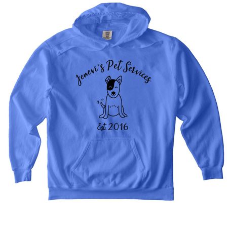 Jenevi's Pet Services Merch 2, a Flo Blue Comfort Colors Pullover Hoodie