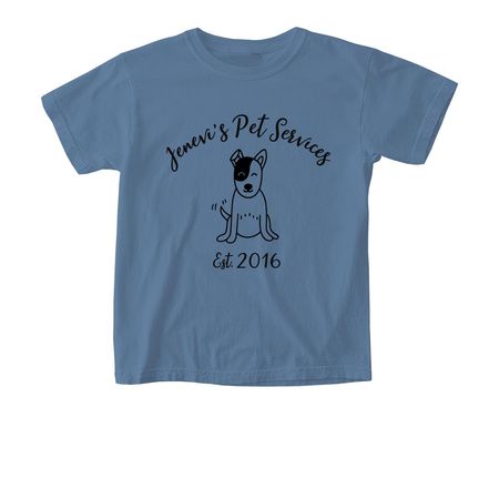 Jenevi's Pet Services Merch 2, a Blue Jean Comfort Colors Youth Tee