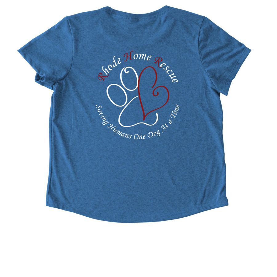 Dog Mom, a Azure Blue Allmade Eco Triblend Women?s Scoop Neck Tee (back-view)
