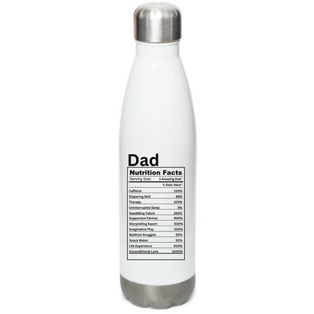 Dad Nutrition Stainless Steel Waterbottle, a White Stainless Steel Water Bottle