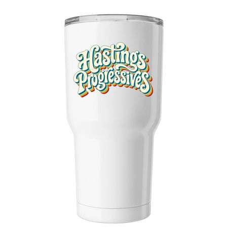 Hastings Progressives ? Retro Tumbler, a White Insulated Tumbler
