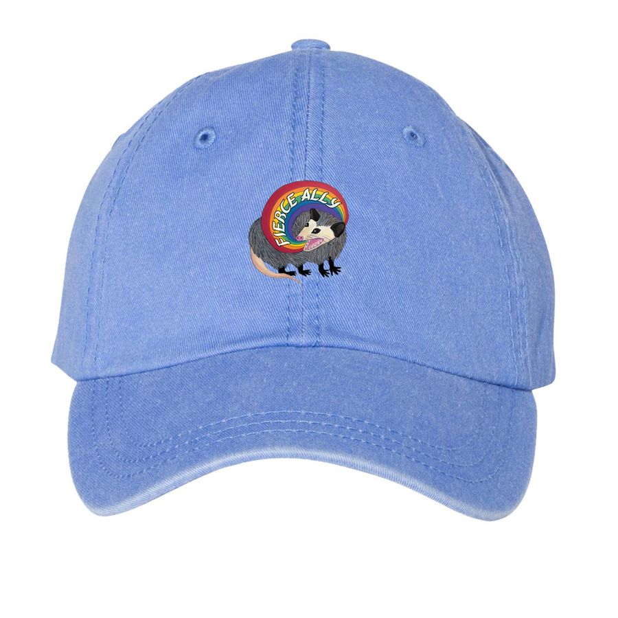 Fierce Ally Hat, a Periwinkle Printed Pigment Dye Baseball Cap