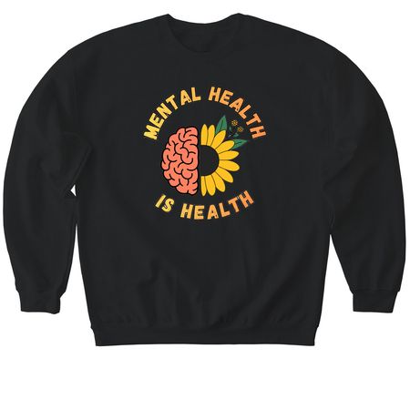 Mental Health is Health, a Black Softstyle Crewneck Sweatshirt