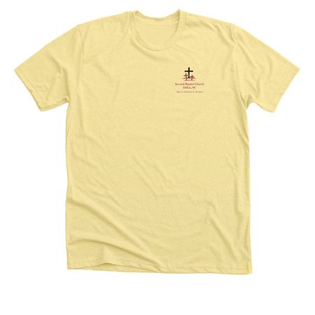 Let Me Tell You About My Jesus, a Heather Yellow Gold Premium Unisex Tee