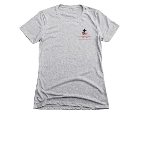 Let Me Tell You About My Jesus, a Dark Heather Grey Women's Slim Fit Tee