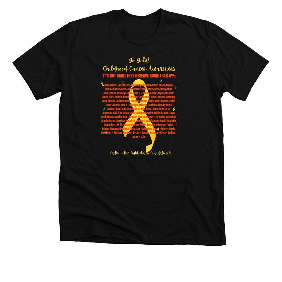 Wear Gold. Support Our Warriors., a Solid Black Blend Premium Unisex Tee