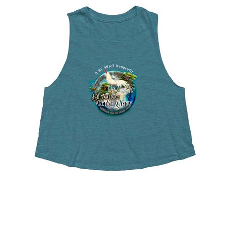 Devotion Conservancy&nbsp;, a Heather Deep Teal Women's Cropped Racerback Tank