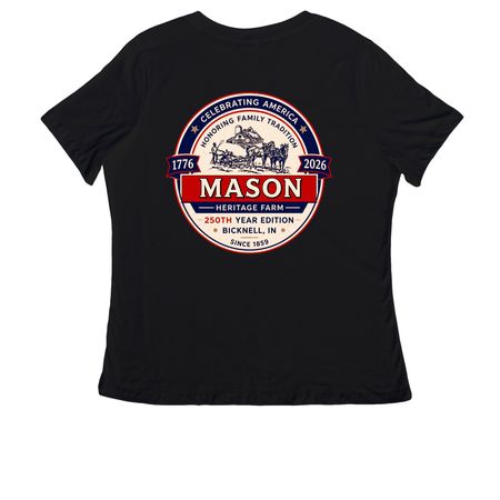 Mason's Heritage Farm 250th Edition, a Black Women's Relaxed V-Neck Tee