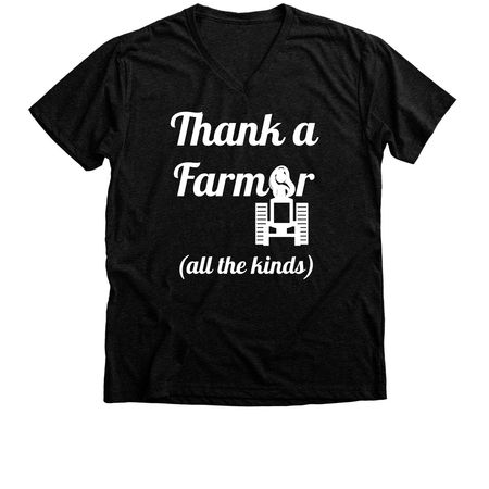 OhmS Farmer Fund, a Black Heather Premium V-Neck Tee