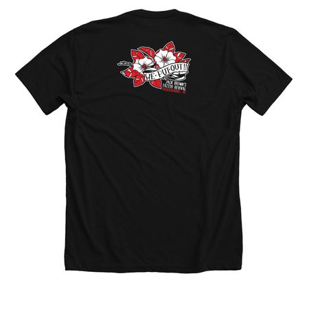 Our First Shirt Design!, a Solid Black Blend Premium Unisex Tee (back-view)