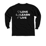 POA Love, Learn, Live, a Black Youth Long Sleeve Tee (back-view)