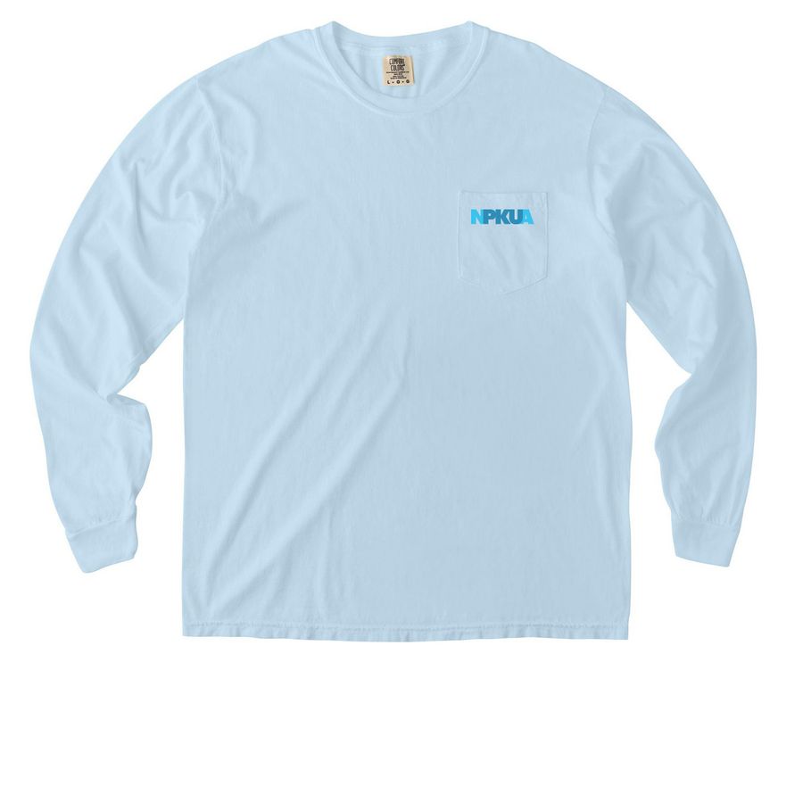NPKUA Adult Pocket Logo T-Shirts, a Chambray Comfort Colors Long Sleeve Pocket Tee