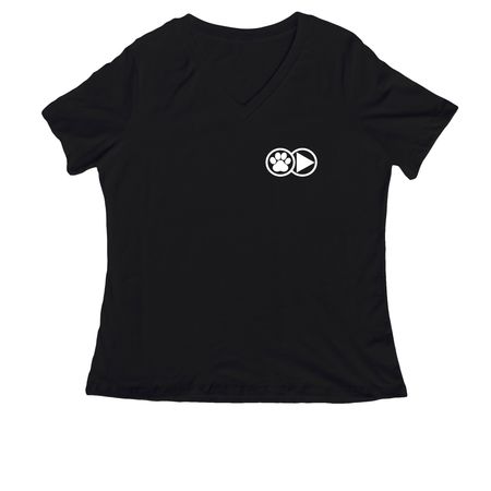 Paws Play Merch, a Black Women's Relaxed V-Neck Tee