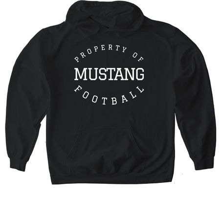 MUSTANG FOOTBALL, a Black Gildan Softstyle Pullover Hoodie