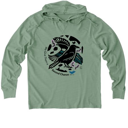 We Give Them a Second Chance, a Lichen Green Allmade Organic Cotton Mineral Dye Hoodie Tee