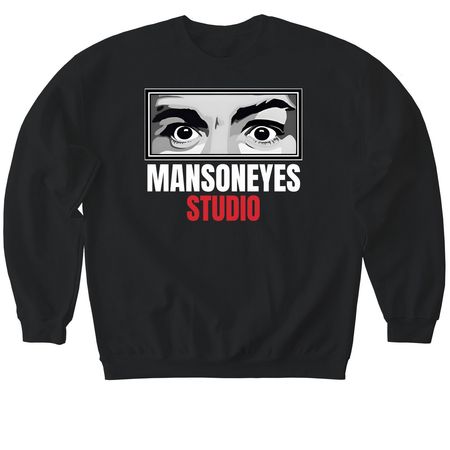MANSONEYES Studio Classic Logo, a Black Softstyle Crewneck Sweatshirt