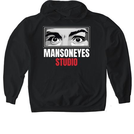 MANSONEYES Studio Classic Logo, a Black Gildan Softstyle Pullover Hoodie