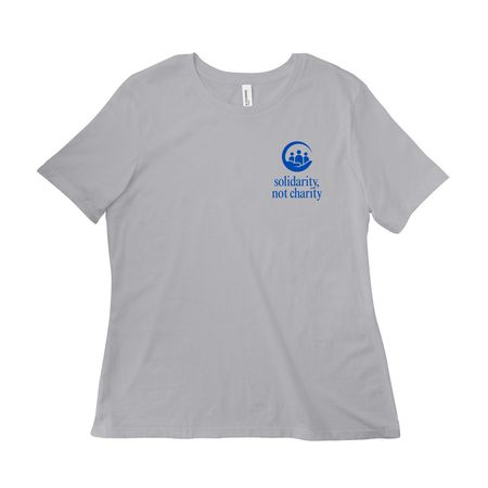 Solidarity Not Charity, a Solid Athletic Grey Women?s Relaxed Cotton Tee