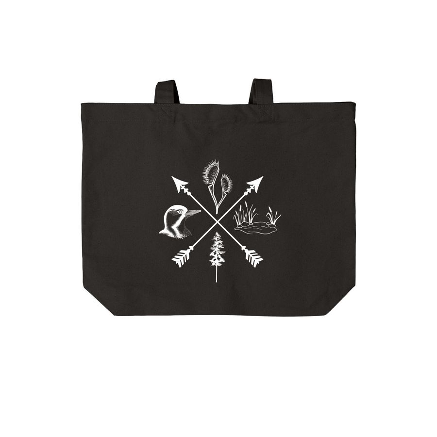 Native Tote Bag, a Deep Black Cotton Canvas Tote Bag