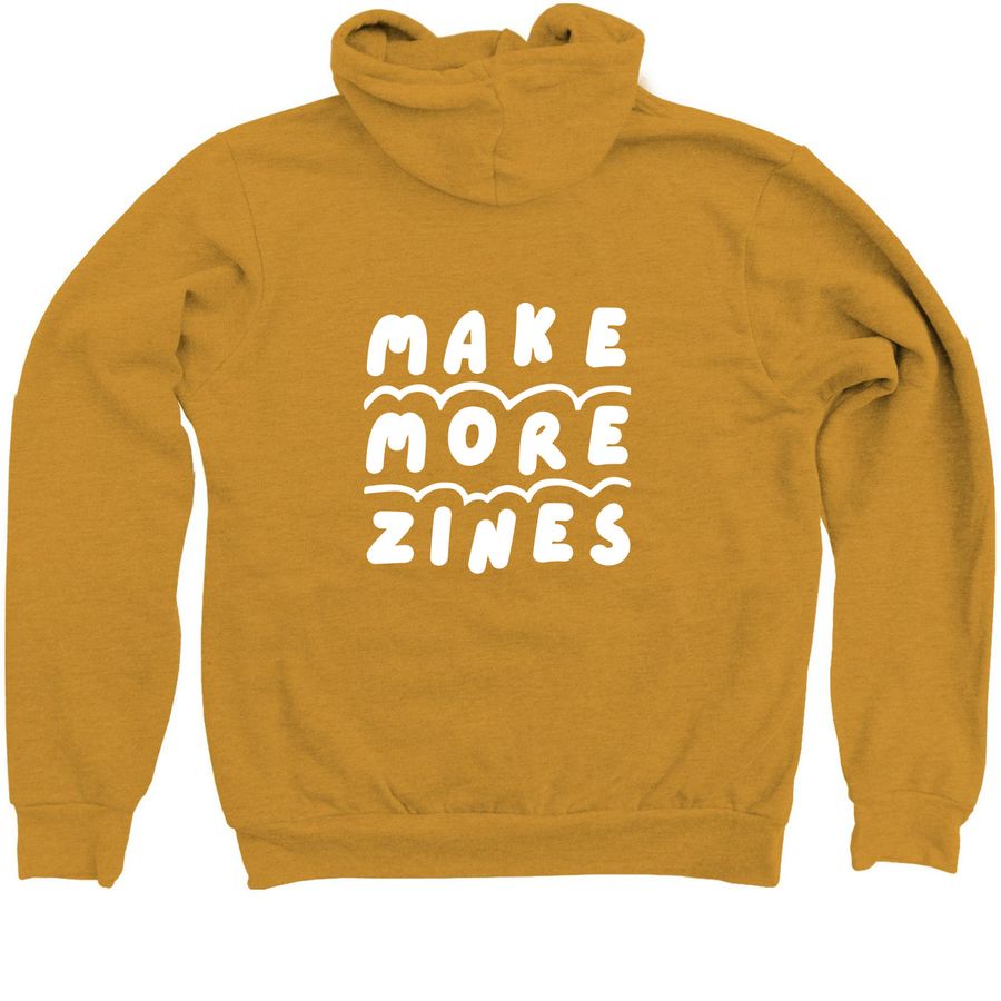 Bookmaking for the People, a Heather Mustard Zip Up Hoodie (back-view)