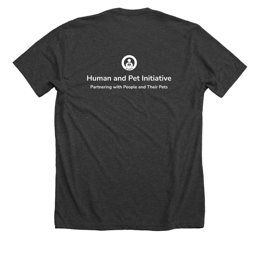 Love Cats Hate Fascism, a Dark Grey Heather Premium Unisex Tee (back-view)