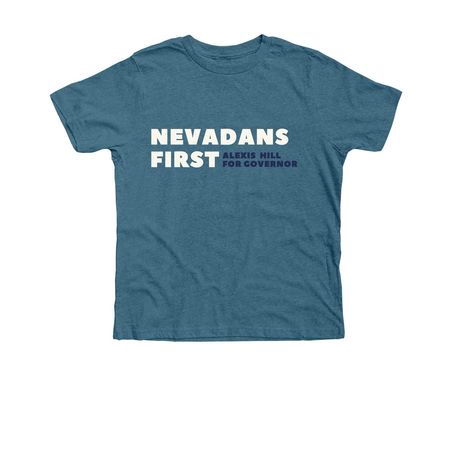 Alexis Hill - Nevadans First, a Heather Deep Teal Premium Youth Tee